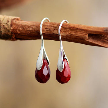 Red Jasper Drop Earrings-Your Soul Place
